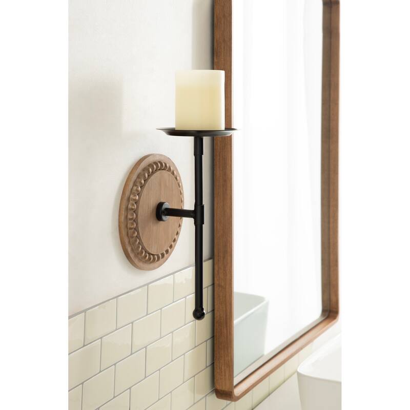 Kate and Laurel Letta Wood/Metal Sconce