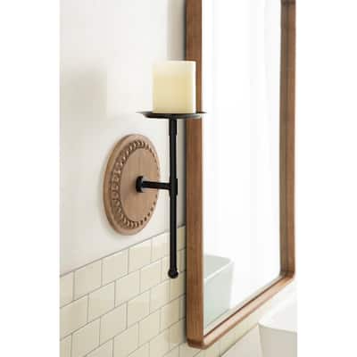 Kate and Laurel Letta Wood/Metal Sconce