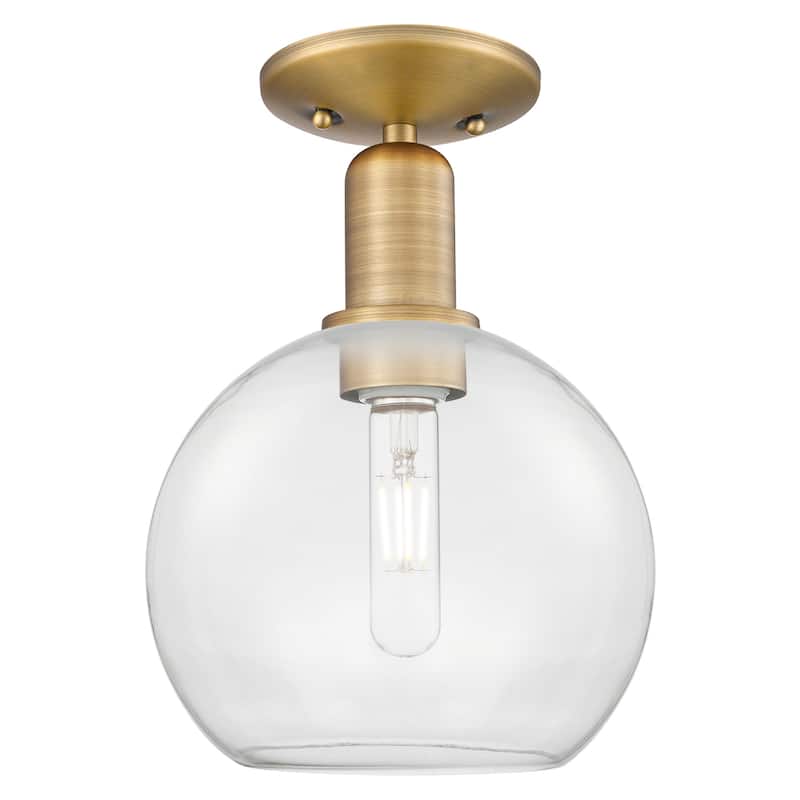 Innovations Lighting 716-1C-12-8 Athens Semi-Flush Athens 8" Wide - Brushed Brass / Clear