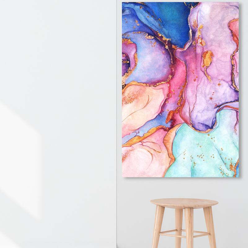 Wynwood Studio Abstract A fresh start Purple and Dark Yellow Modern & Contemporary Wall Art Canvas Print - 54 x 36