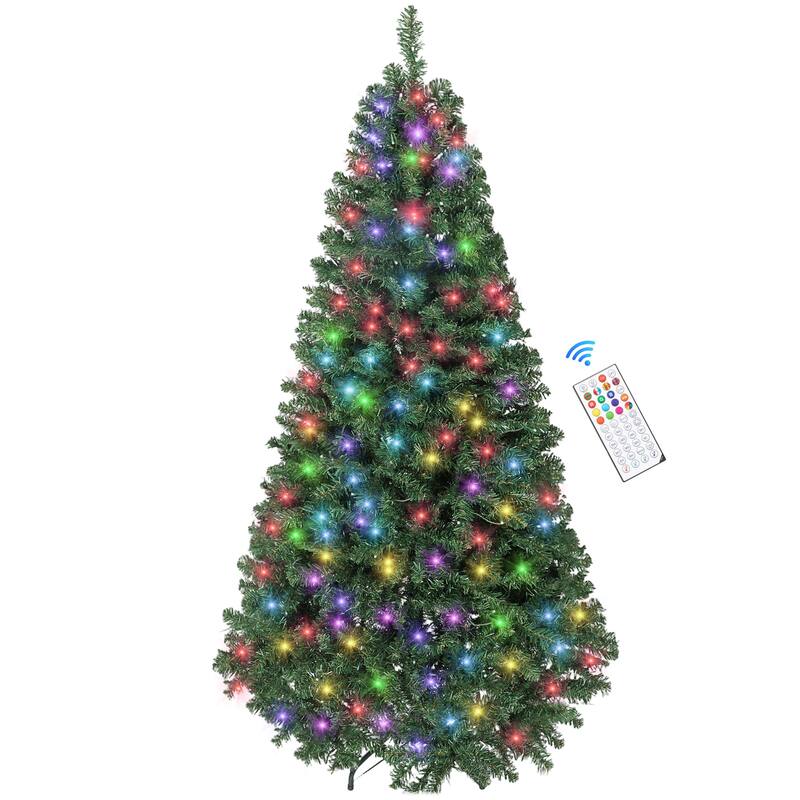 6ft Prelit Christmas Tree with 300 LED Lights Hinged Branches and Remote - Green