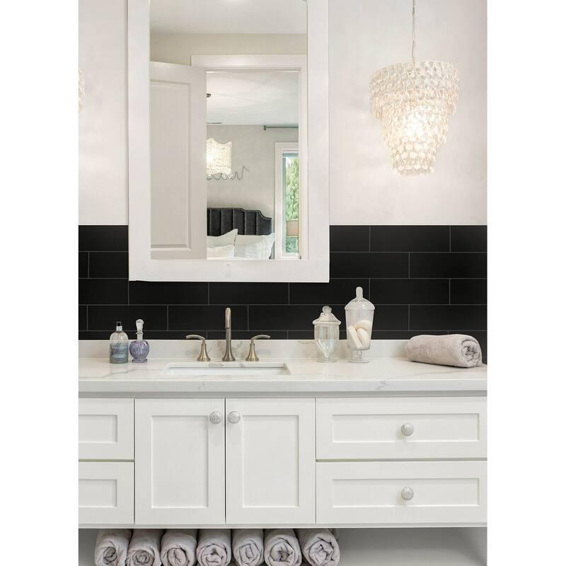 Subway Black Peel and Stick Luxury Wall Tiles