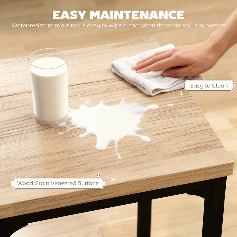 HOMCOM Rustic Country Wood Top 3 Piece Kitchen Table Dining Set with 2 Matching Chairs & Versatile Design for Small Space