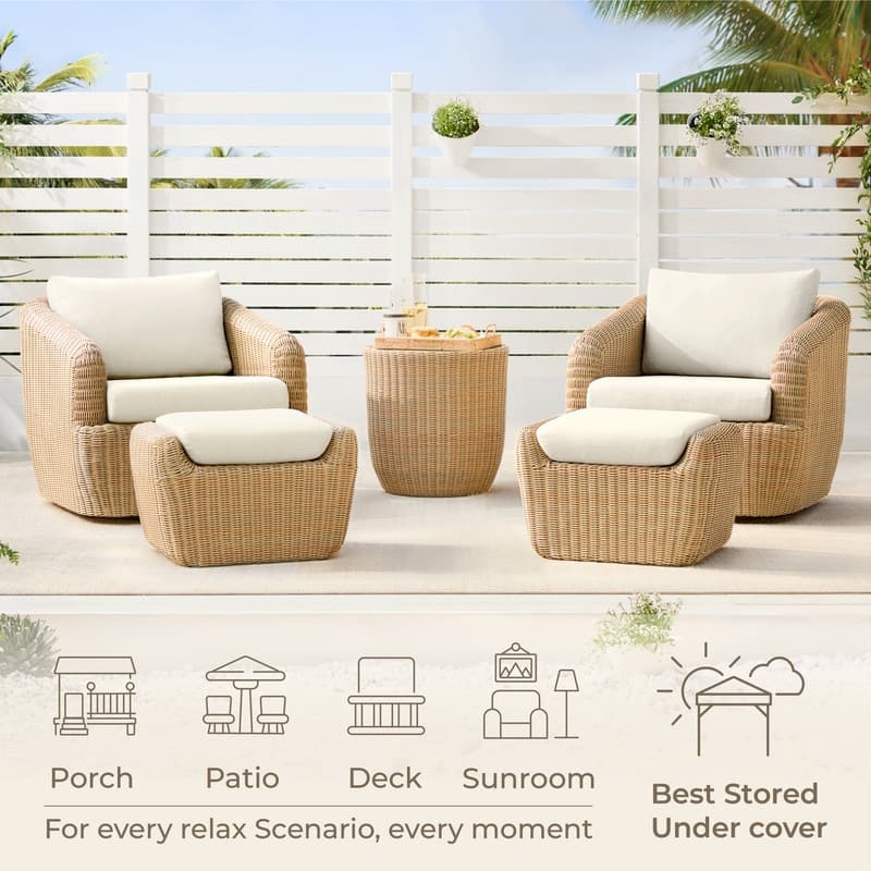 Patio Wicker Furniture Set Outdoor Rattan Bistro Set