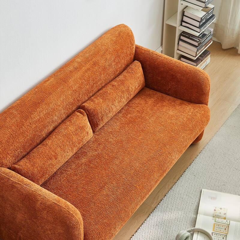 Stylish Velvet 2 Seat Sofa Accent Sofa with Lumbar Pillow, Loveseat Sofa Couch with Wood Frame for Living Room