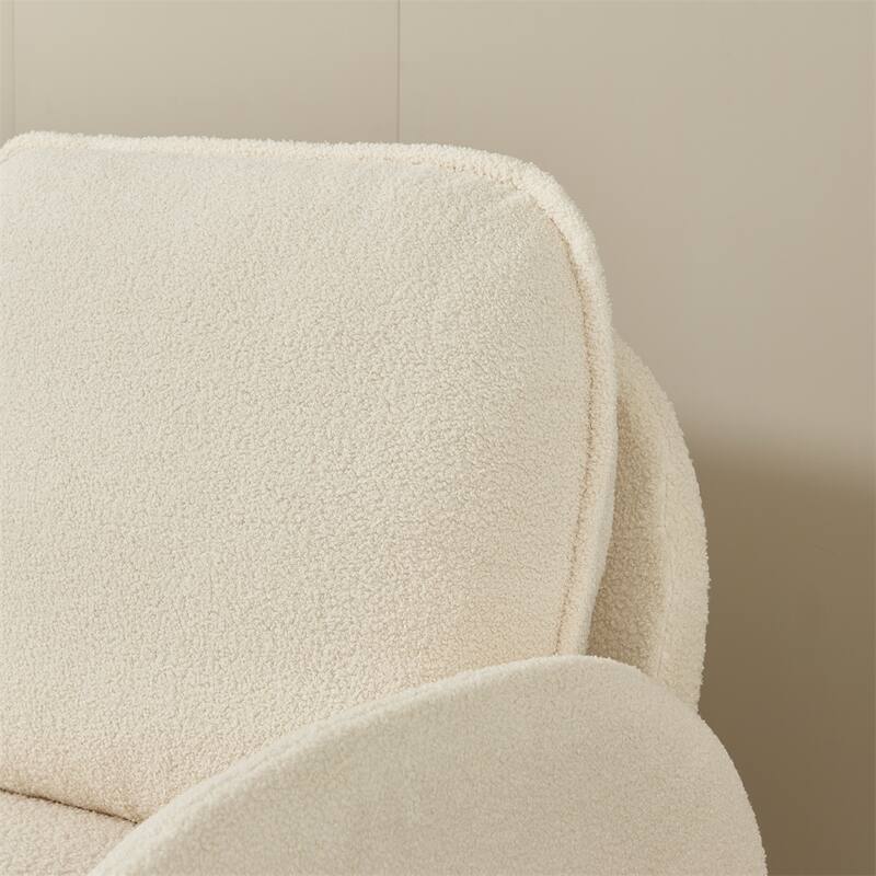 59" Sherpa Fabric Upholstered Sofa Small Couch for Living Room