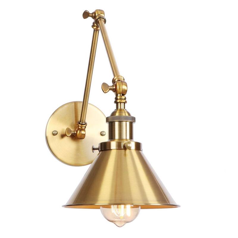 Industrial 1-Light Metal Cone Swing Arm Wall Lighting Fixture