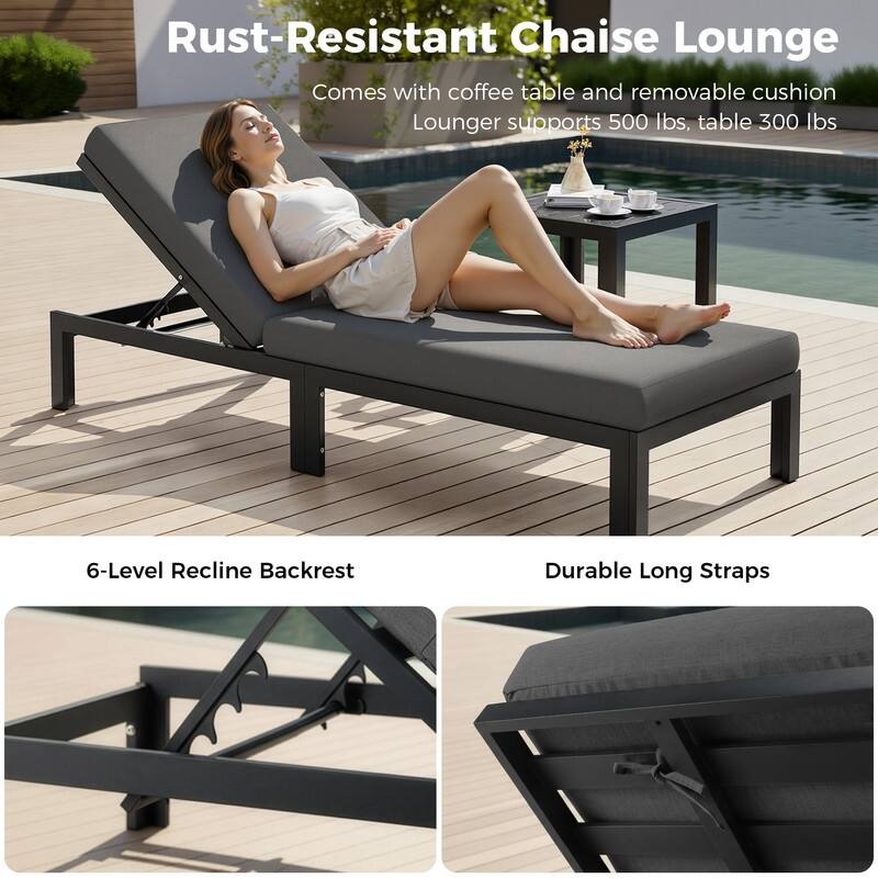 11-Piece Luxury Aluminum Outdoor Furniture Set with Chaise Lounge & Fire Pit Table, 29" Deep Seating Aluminum Patio Sectional