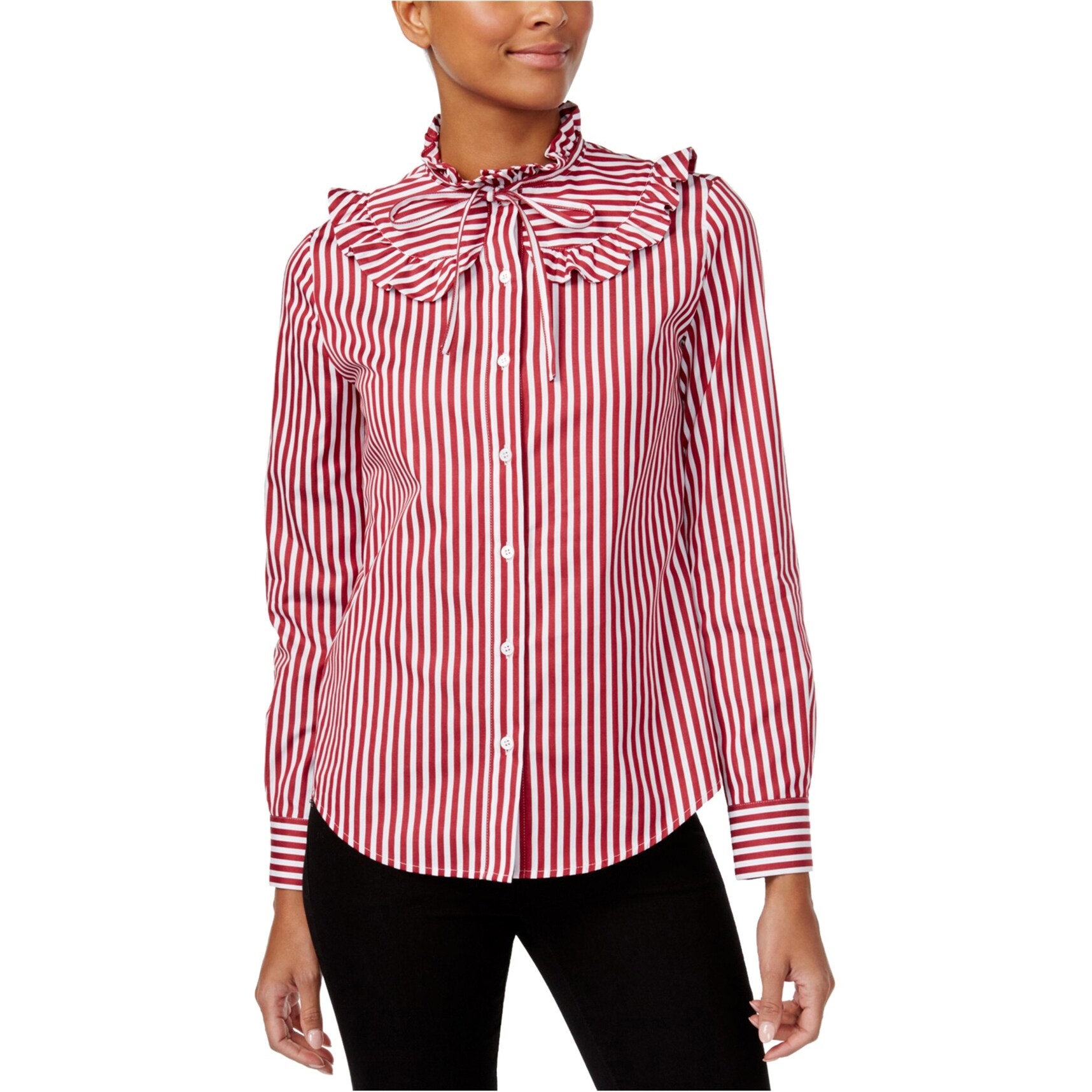 ruffled button down blouse