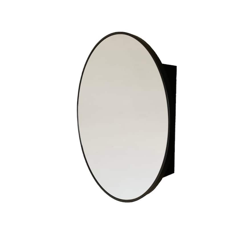 Round Metal Frame Medicine Cabinet In Matte Black