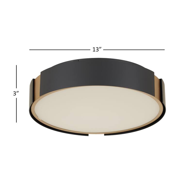 Ember 13" Matte Black Brass LED Flush Mount Ceiling Light