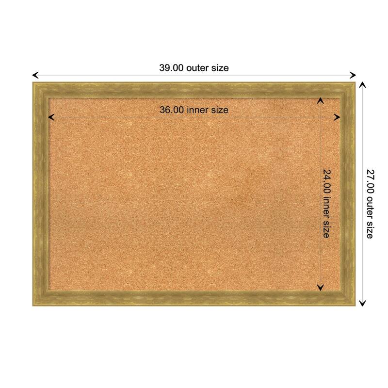 Angled Gold Wood Framed Natural Corkboard Bulletin Board, Organization Board, Pin Board - Board Size 36x24