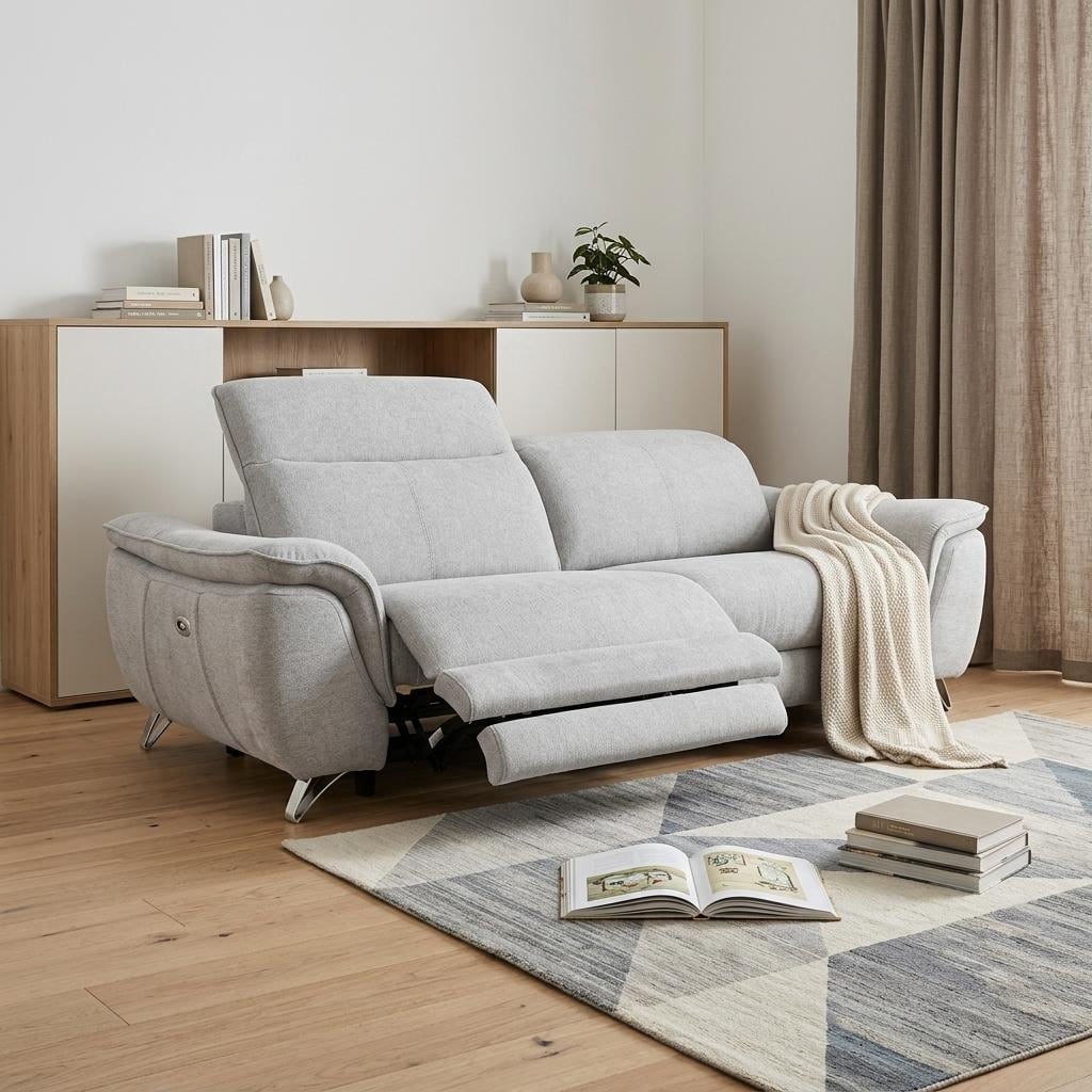 HomeRoots 87" Gray And Silver Power Reclining Loveseat - 87.00 in. x 38.00 in. x 40.00 in.