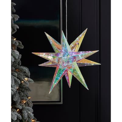 Prismatic Iridescent Christmas Explosion Star 16", LED lights