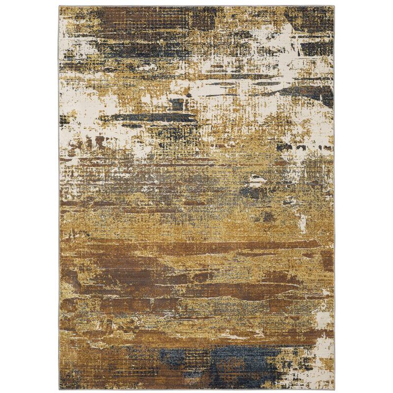 Style Haven Caldon Modern Abstract Area Rug - 6'7" X 9'6" - Gold/ Brown - Runner/Rectangle