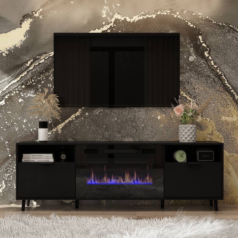 Ambient Electric Fireplace and Durable TV Stand Energy Efficient