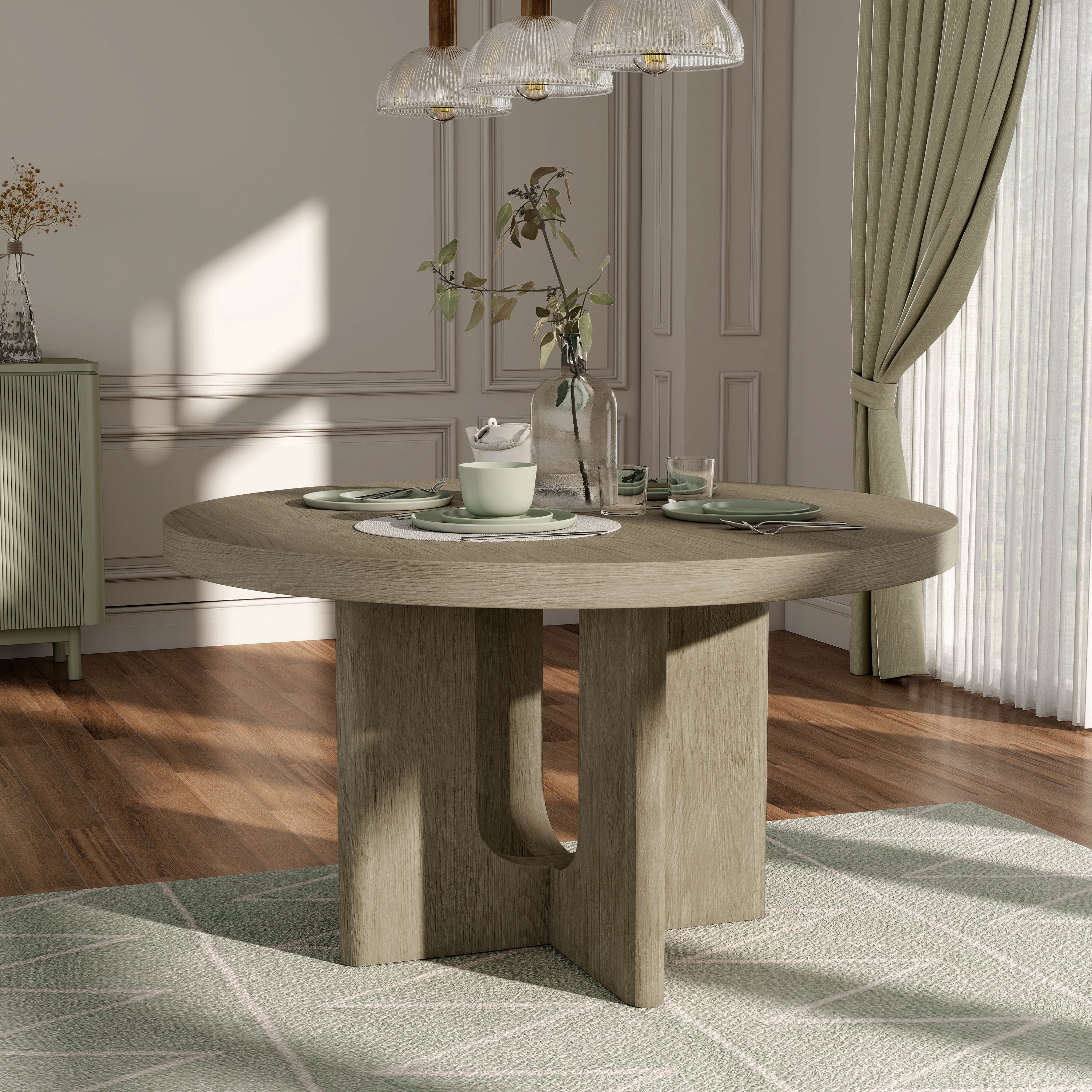 Furniture of America Piez Modern 54-inch Round Solid Wood Dining Table
