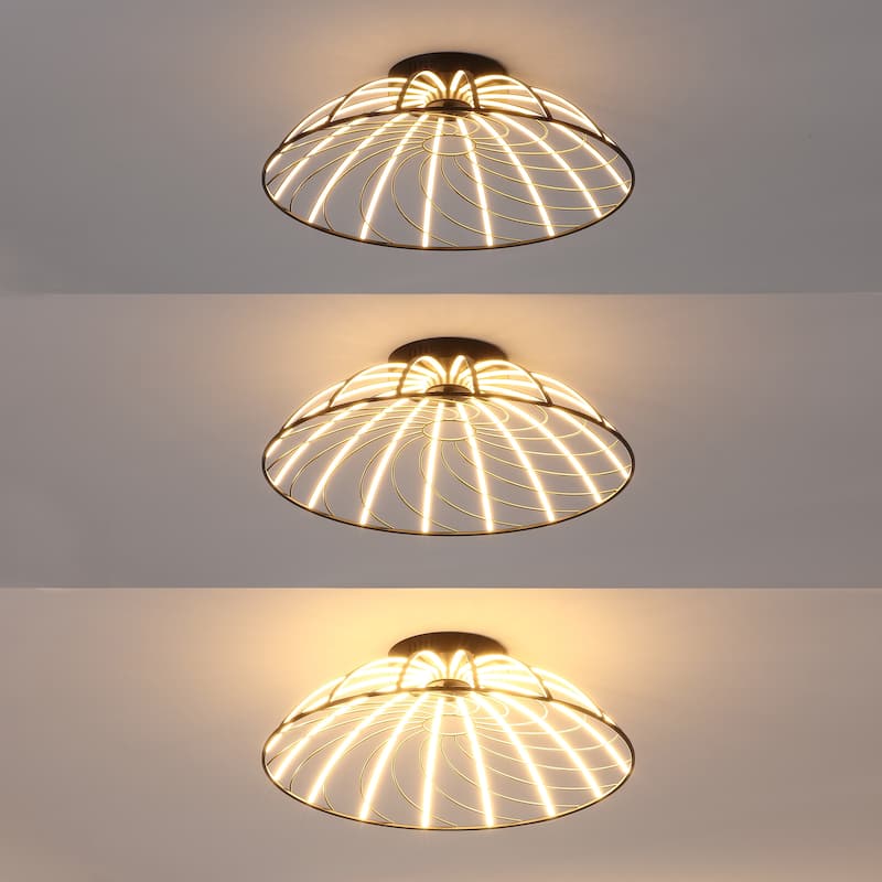 Dimmable Stripe Half-Cage Integrated LED Flush Mount, By JONATHAN Y - 1-Light
