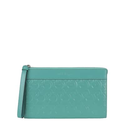 Ferragamo Gancini Embossed Leather Clutch