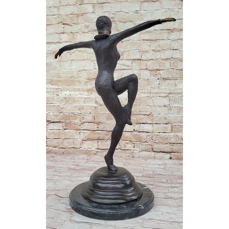 Large Chiparus Woman Dancer Art Deco Genuine Bronze Sculpture Statue