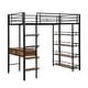 preview thumbnail 6 of 9, Black Twin Size Metal Loft Bed with Desk, Ladder & Shelves for Kids
