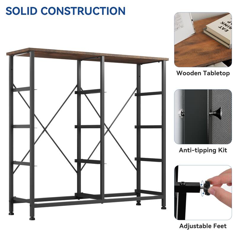Moasis 8-drawer Dresser with Steel Frame, Wooden Top, Wooden Grain