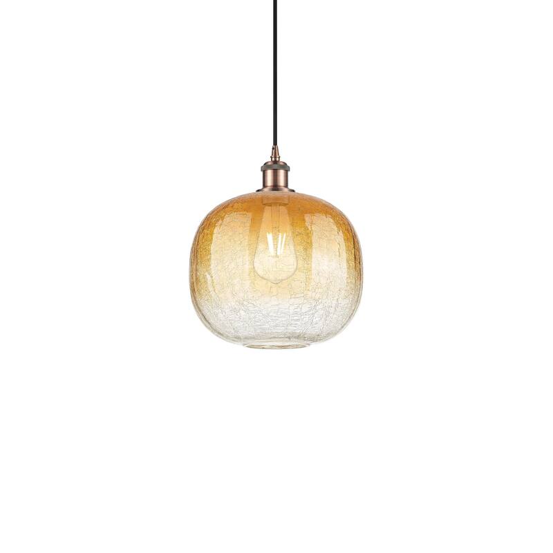Innovations Lighting 516-1P-12-11 Brookhaven Sphere Pendant Brookhaven - Antique Copper / Amber