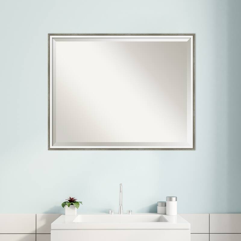 Beveled Wood Bathroom Wall Mirror - Lucie Frame