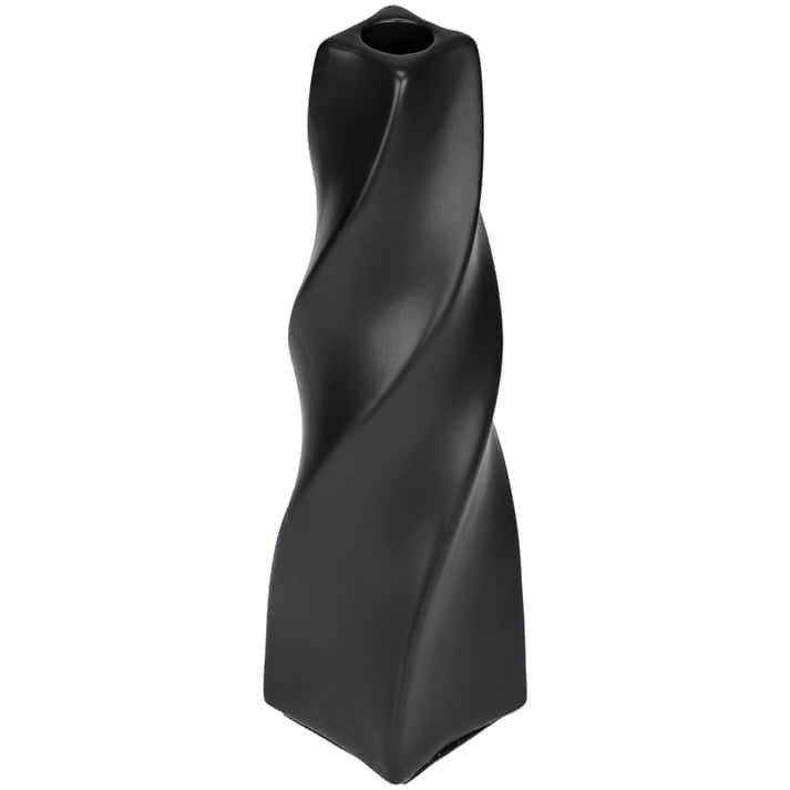 Black Tall Curvy Taper Candlesticks Set of Two Ceramic Decor