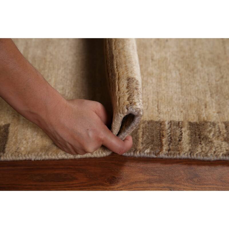 Hand Knotted Oriental 100% Wool Carpet Tribal Modern Beige & Ivories Gabbeh (kashkoli) Area Rug - 3' 2'' X 2' 0''