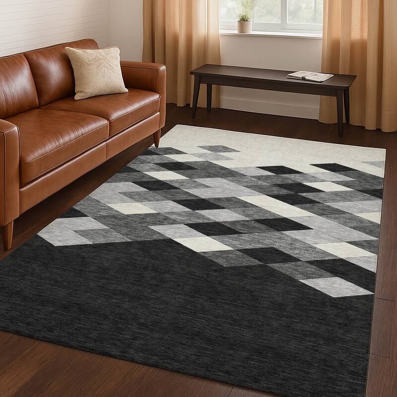Machine Washable Indoor/ Outdoor Modern Avo Chantille Rug