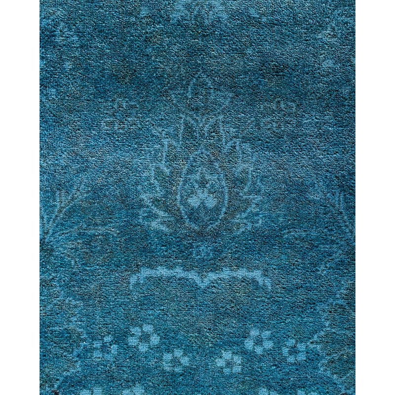 Fine Vibrance One-of-a-Kind Hand-Knotted Runner Rug - Blue, 2' 9" x 12' 4" - 2' 9" x 12' 4"