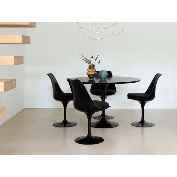 Tulip Armless Black Shell Swivel Modern Chair (Set of 4 ) - On