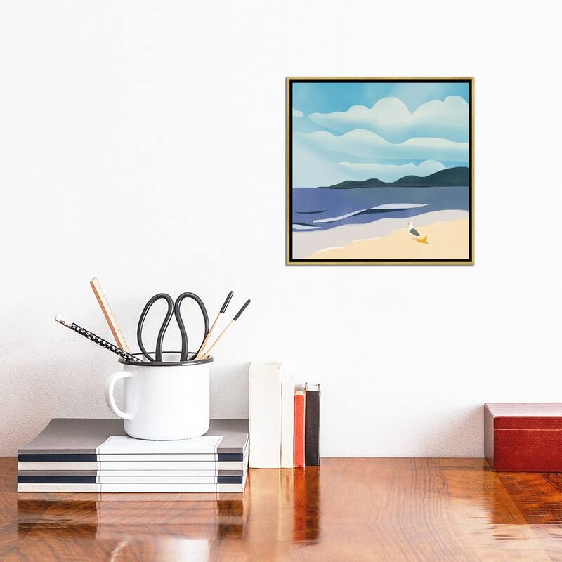 iCanvas "Seagull Sun Bathing" by Little Dean Framed