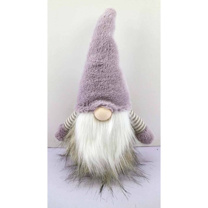 Sitting Gnome Christmas Tabletop Figurine - 12.5" - Purple