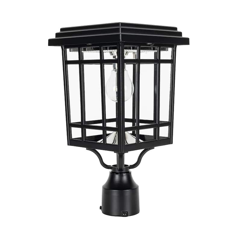 Grand Prairie Bulb Solar Light with Wall, Pier, and 3in Fitter Mounts - Black
