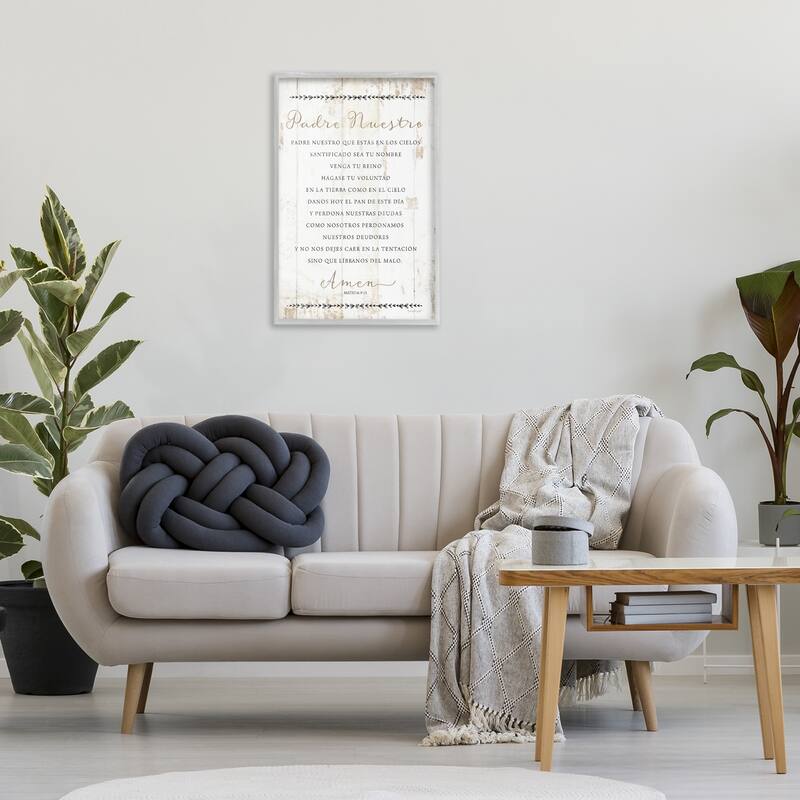 Stupell Padre Nuestro Oración Framed Giclee Art Design By Jennifer Pugh