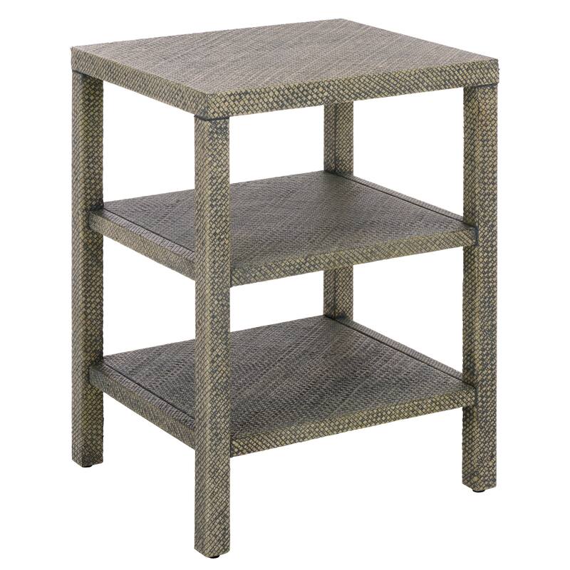 SAFAVIEH Ozden Raffia Light Natural 2-Shelf Accent Table - 17.2" W x 15.1" L x 23.5" H - 17"W x 15"D x 24"H