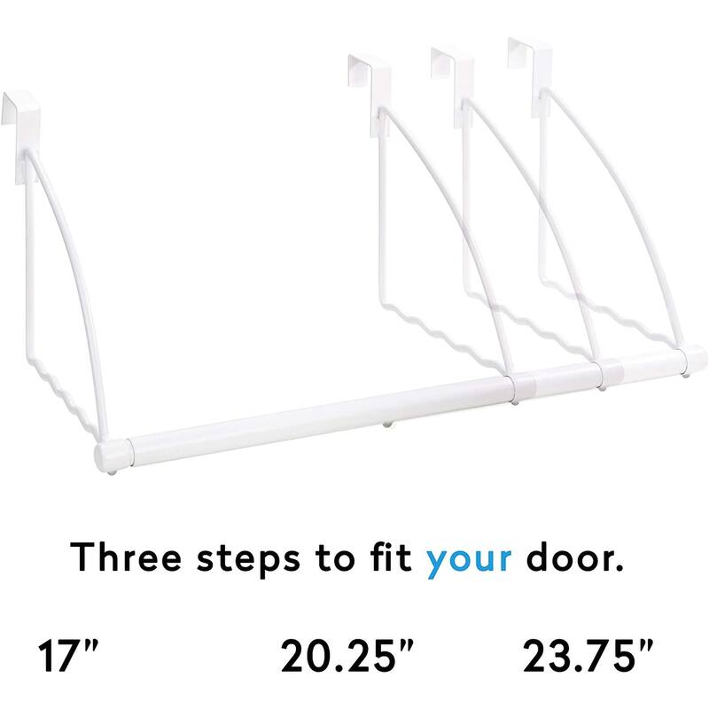 Over the Door Closet Valet with Hanging Bar Expandable 17" - 23.75" L x 9" x 10" White