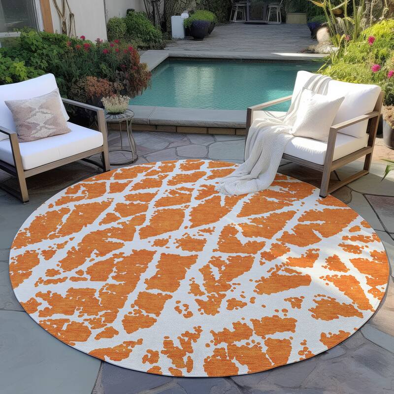 Nalu Artistic Abstract Weather Resistant Classic Meets Modern Outdoor Rug
