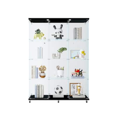 3 Door Glass Cabinet Glass Display Cabinet with 4 Shelves