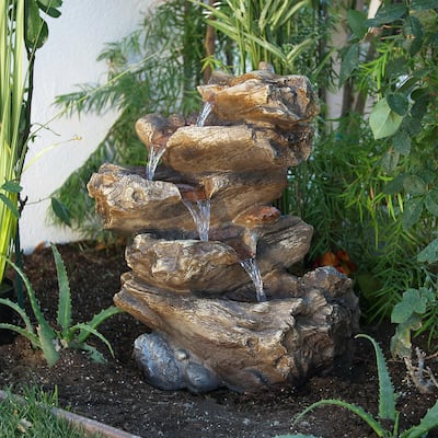 Alpine Corporation 22" Tall Indoor/Outdoor 5-Tier Rainforest Waterfall Fountain with LED Lights