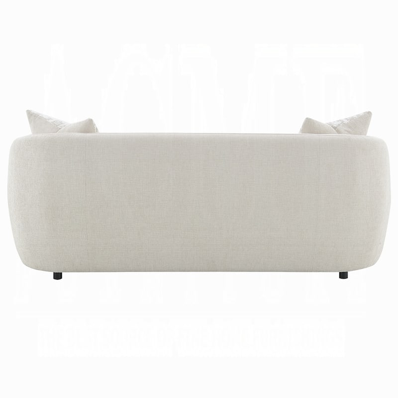 Tiena Sofa, 3 Accent Throw Pillows, Modern Warm Beige Linen, 84 Inch