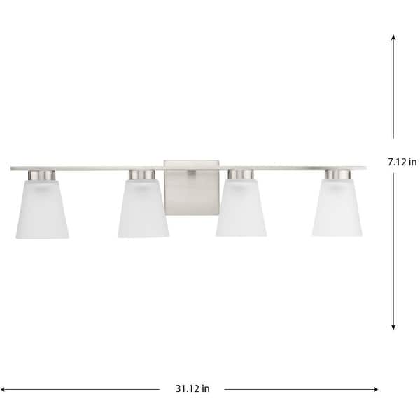 Tanner Collection Four-Light Brushed Nickel Transitional Vanity Light - 31.12 in x 6.5 in x 7.12 in