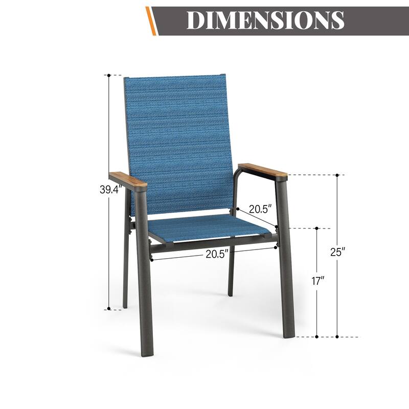 MAISON ARTS 7 Pieces Dining Set, 6 Aluminium Stackable Dining Chairs and a Metal Table