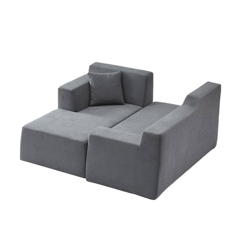 96.46" L-Shaped Corduroy Sectional Sofa, No Assembled Required