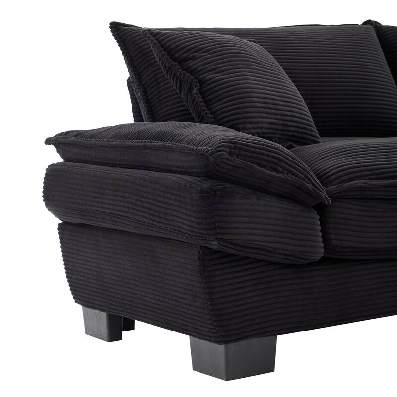 2-Seater Corduroy Sleeper Sofa with Deep Seat, Pillows for Living Room
