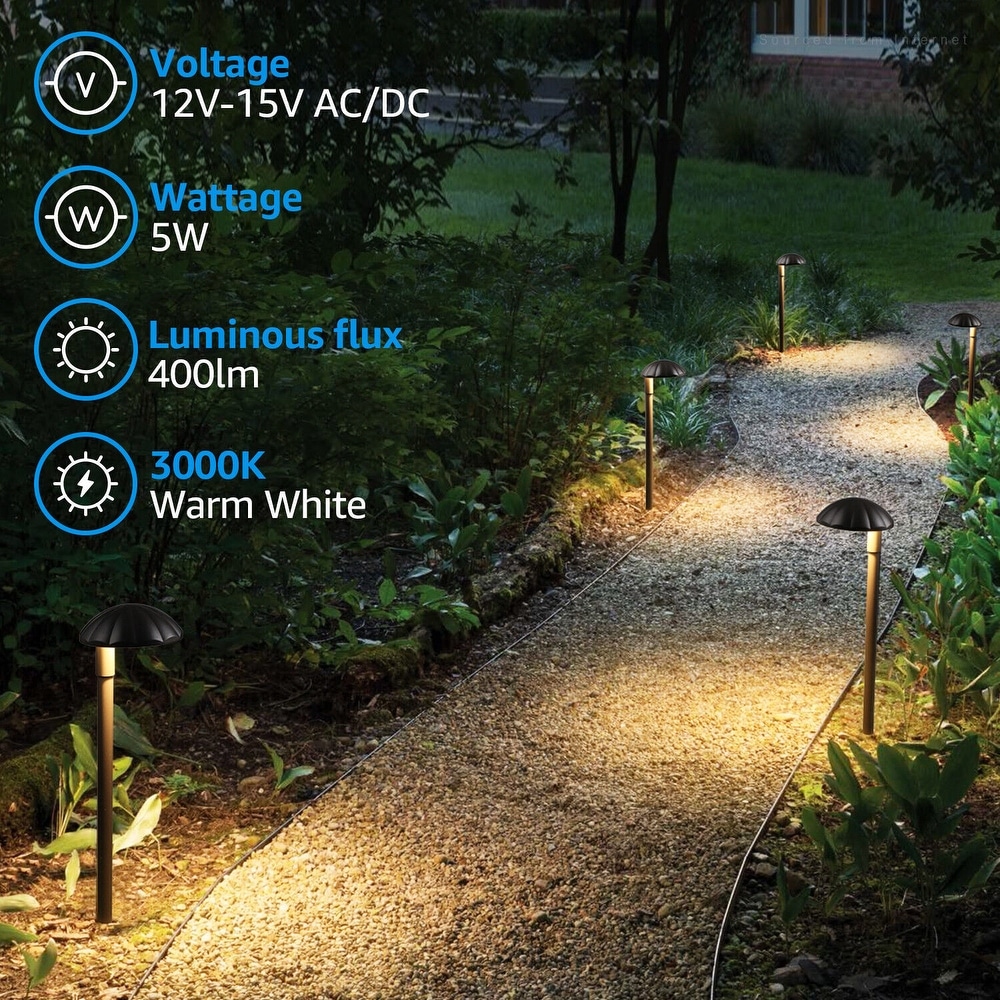 4W Low Voltage Brass Landscape LED Step Light - Thin Louvered Faceplate - 12V - 2700K