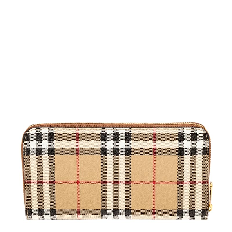 Burberry Check and Leather Zip Wallet