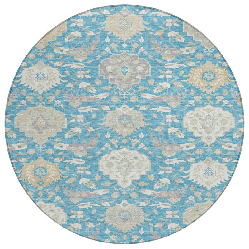 Machine Washable Indoor/ Outdoor Traditional Kashan Chantille Rug